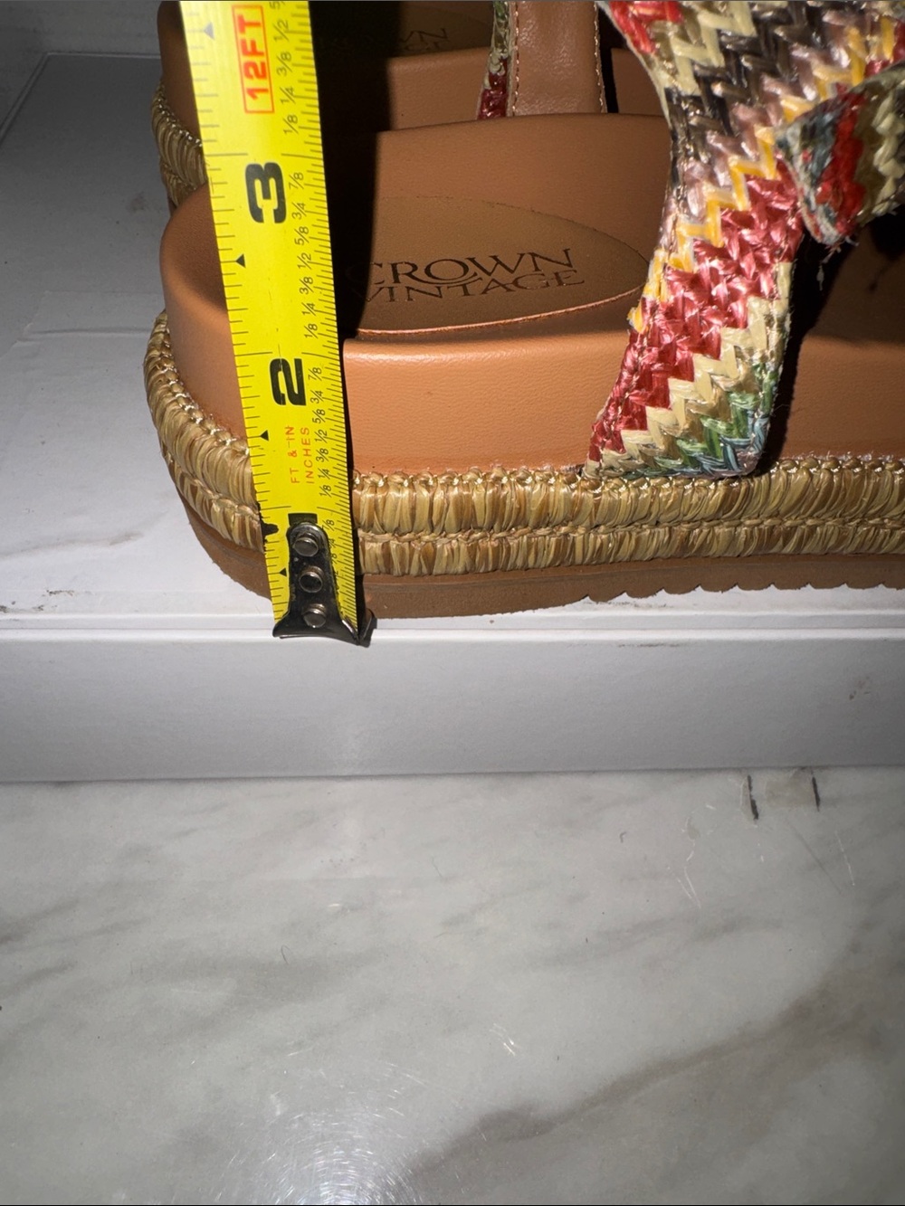 Crown Vintage Multicolor Woven Strappy Sandals with Tan Footbed - Picture 6 of 11
